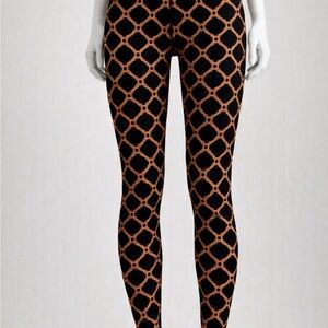 K-DEER Black and Tan Patterned Leggings Size XS